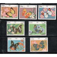 Куба-1984,(Мих.2821-2827) гаш.,  Фауна, Бабочки, Цветы (полная серия)