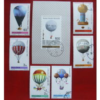 Польша. Воздушные шары. ( Блок и 6 марок ) 1981 года. 8-5.