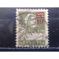 Швейцария,1921, надпечатка 10с на 13с, стандарт, Михель 4 евро гаш.