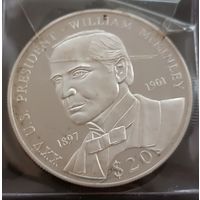 Либерия.20 долларов, 2000г. Уильям Мак-Кинли (1897-1901)