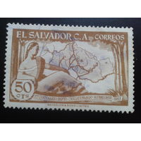 Сальвадор, 1956. 100 лет департамента Чалатенанго, карта