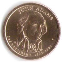 1 доллар США 2007 год 2-й Президент Джон Адамс двор Р _состояние aUNC