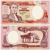 Колумбия. 100 песо оро (образца 07.08.1991 года, P426A, UNC)
