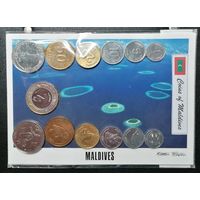 Комплект монет Мальдивы (лари, руфии) UNC (всего 13 монет)