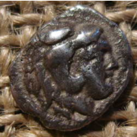 Греция Монета царя Фракии  LYSIMACHOS (297-281г.доН.Э.) серебряная Hemidrachm 0,8гр.11мм