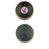 Канада 25 центов 2006 ЦВЕТНАЯ ВСТАВКА АЦ UNC