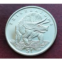 Сьерра-Леоне 1 доллар, 2006 Динозавры - Трицератопс