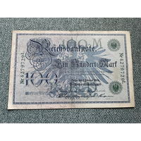 Германия Имперская банкнота 100 марок серия 4279729 L Берлин 07.02.1908 год / Две зеленые печати