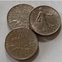 Франция. 1/2 франка 1976 года.