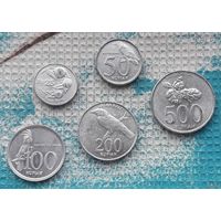 Индонезия набор монет 25, 50, 100, 500 рупий