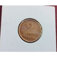 Дания 2 эре, 1913-1923. Монета в холдере!