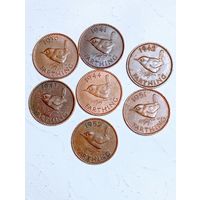 Великобритания 7 монет в 1 фартинг 1939 , 1941 , 1942 , 1943 , 1944 , 1951 , 1952 года .