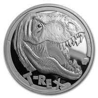 Тувалу 5 долларов 2017г. "Динозавр Т-REX PROOF". Монета в капсуле; подарочном футляре; номерной сертификат; коробка. СЕРЕБРО 155,67гр.(5 oz).