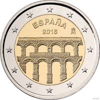 2 евро 2016 Испания Старинный город Сеговия с римским акведуком UNC из ролла