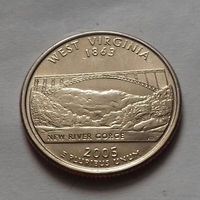 25 центов, квотер США, штат Западная Вирджиния,  D