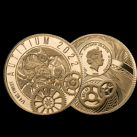 Соломоновы острова 25 долларов 2022г. "Autitium 2022 - уникальная формула! Часы". Монета в капсуле; подарочном футляре; номерной сертификат; коробка. ЗОЛОТО ТИТАН 7,78гр.