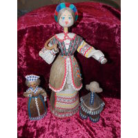 Куклы из льна, плетеные куклы. Кукла СССР, лен, дерево