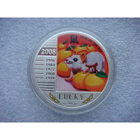1 доллар 2008 Ниуэ Год крысы (мыши) Удачливый На удачу Восточный календарь Серебро 999