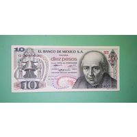 Банкнота 10 песо Мексика 1972 г.