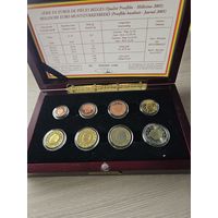 Бельгия PROOF 2005 год. 1, 2, 5, 10, 20, 50 евроцентов, 1, 2 евро. Официальный набор монет в деревянном футляре.