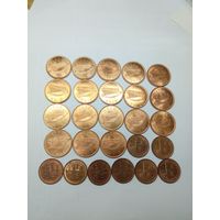 1 пенни Ирландии 1966 и 2 песо Гибралтара 1989, 94, 88, 91, 95,92