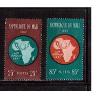 Мали-1962,(Мих.51-52) **  ,  Почтовый союз, Карта (полная серия)