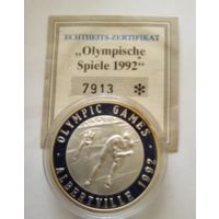 Медаль ОИ Альбервиль 1992г Конькобежный спорт Германия Серебро 999 Пруф 20гр.Цена снижена