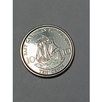 Карибы 10  центов 2014 года .