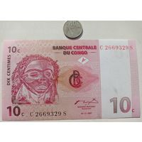Werty71 Конго 10 Сантимов 1997 UNC банкнота