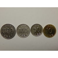 Южная Корея 10,50,100,500 вон 1989-2006г