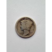 США, 10 центов - Mercury Dime, 1918D  серебро