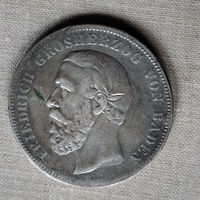 Германия, Баден, 5 марок 1875(G). XF/VF