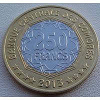 Коморские острова. 250 франков 2013 год KM#21 лет "30 лет - Центральному банку"  Тираж: 1.500.000 шт