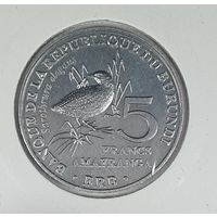 Бурунди 5 франков 2014 Птицы - Пёстрый пушистый погоныш (Sarothrura elegans)