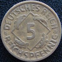 YS: Германия, 5 рейхспфеннигов 1924D, KM# 39