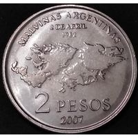 Аргентина 2 песо, 2007 25 лет оккупации Фолклендских островов UNC