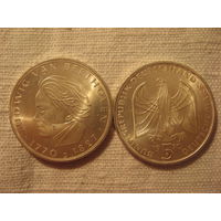 5 марок 1970г. Бетховен Людвиг. Серебро.