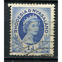 Британский протекторат - Федерация Родезии и Ньясаленда - 1954/1956 - Елизавета II 1P - [Mi.2A] - 1 марка. Гашеная.  (Лот 65EX)-T25P5