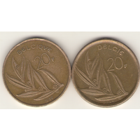 Пара: 20 франков 1981 г. Q: KM#159 и E: KM#160.