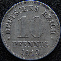 YS: Германия, 10 пфеннигов 1919, цинк, KM# 26