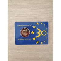 Монета Эстония 2 евро 2015 30 лет флагу Европы БЛИСТЕР