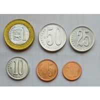 Венесуэла 1, 5, 10, 25, 50 сентимо, 1 боливар 2009 -2012 гг. Комплект