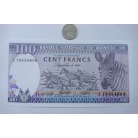 Werty71 РУАНДА 100 ФРАНКОВ 1989 UNC банкнота