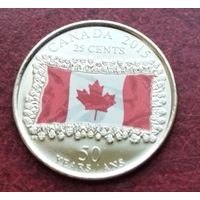 Канада 25 центов, 2015 50 лет флагу Канады, Цветное покрытие