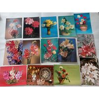 Открытки СССР с цветами, гвоздика, нарциссы, лилия