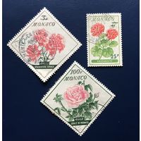 Монако 1959 год Флора Цветы Серия 3 марки Mi:610,613,617 Гашеные
