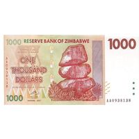 Зимбабве 1000 долларов образца 2007 года UNC p71