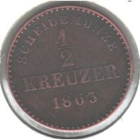 Германия 1/2 крейцера 1863 года