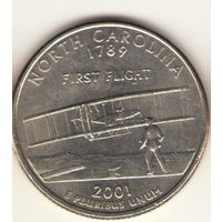 25 центов 2001 г. Северная Каролина. "Р"