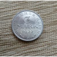 Werty71 Германия 3 марки 1922 А Веймар